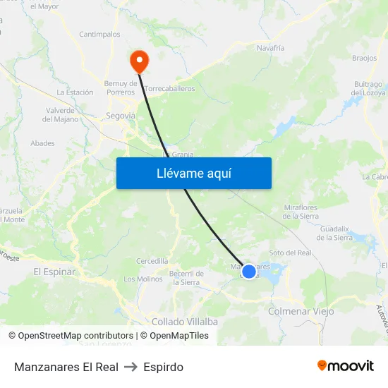 Manzanares El Real to Espirdo map