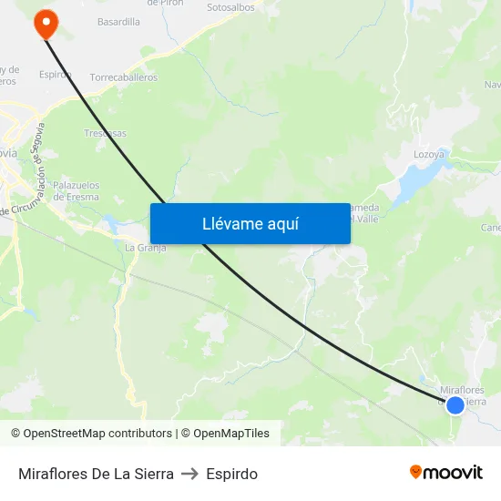 Miraflores De La Sierra to Espirdo map