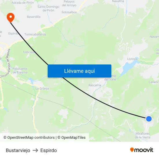 Bustarviejo to Espirdo map