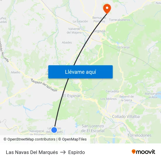 Las Navas Del Marqués to Espirdo map