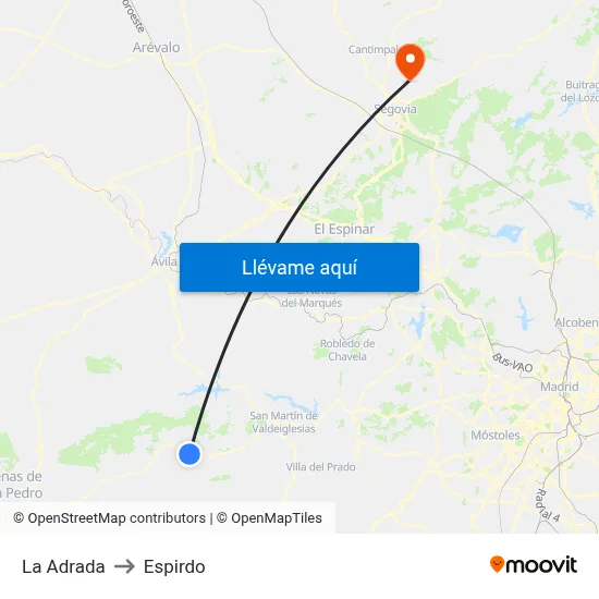 La Adrada to Espirdo map