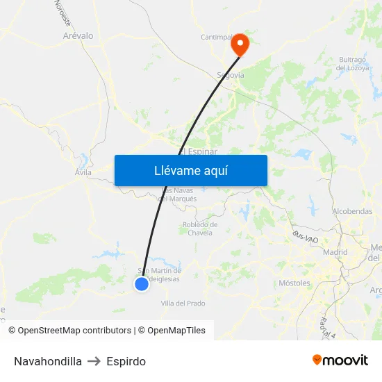 Navahondilla to Espirdo map
