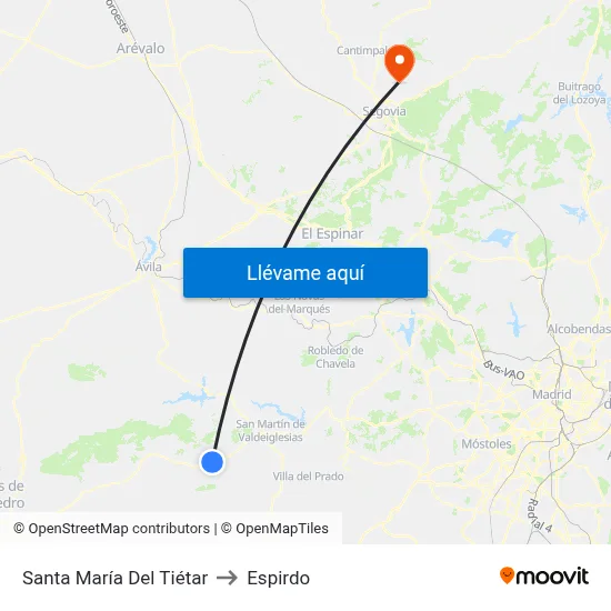 Santa María Del Tiétar to Espirdo map