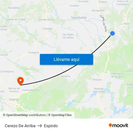 Cerezo De Arriba to Espirdo map