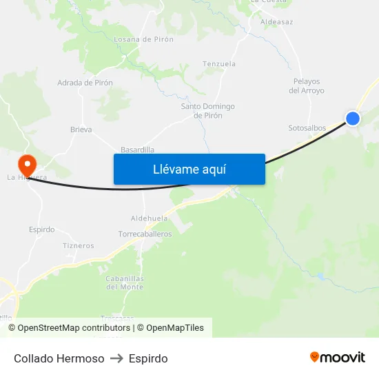 Collado Hermoso to Espirdo map