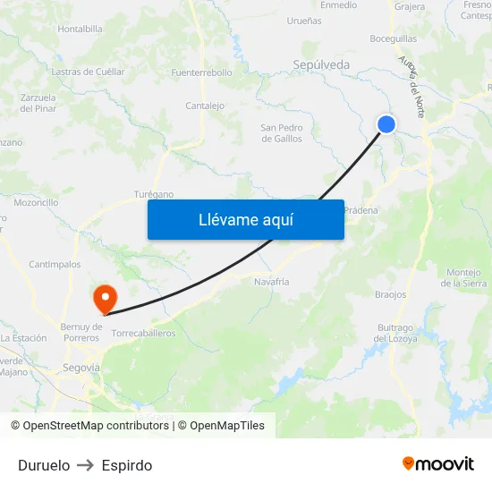 Duruelo to Espirdo map