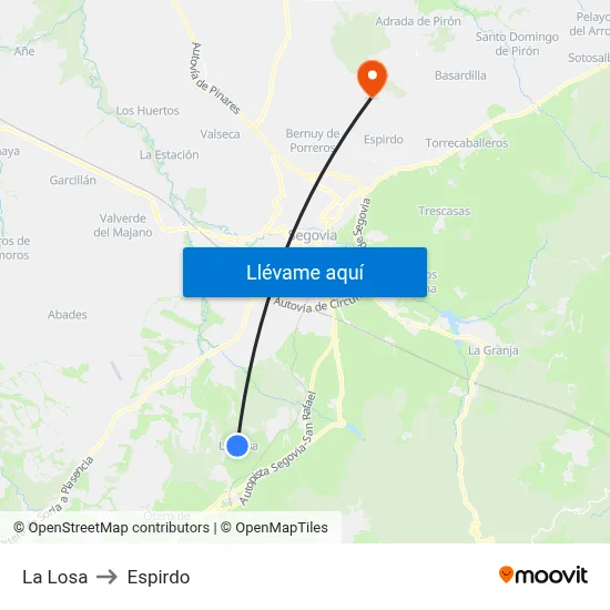 La Losa to Espirdo map