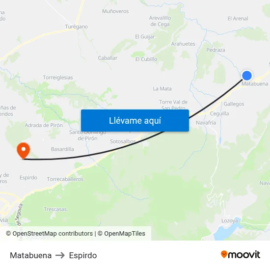 Matabuena to Espirdo map