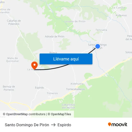 Santo Domingo De Pirón to Espirdo map