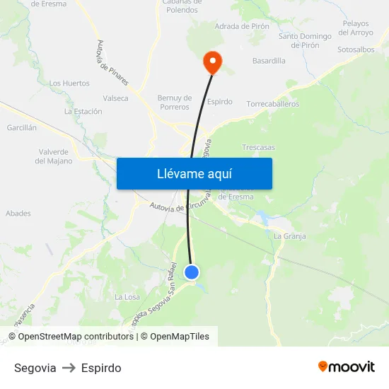 Segovia to Espirdo map
