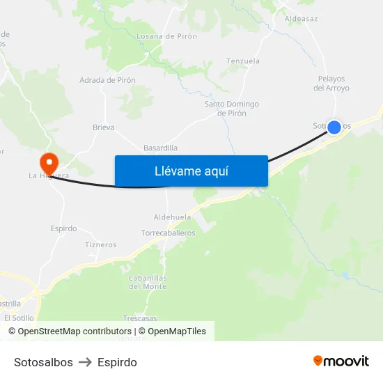 Sotosalbos to Espirdo map