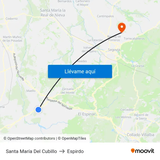 Santa María Del Cubillo to Espirdo map