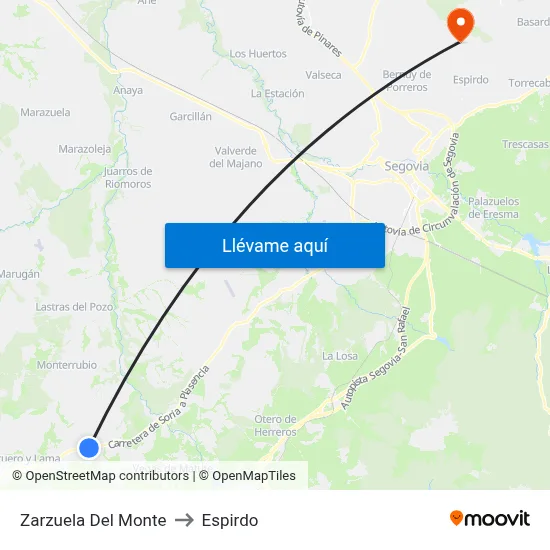 Zarzuela Del Monte to Espirdo map