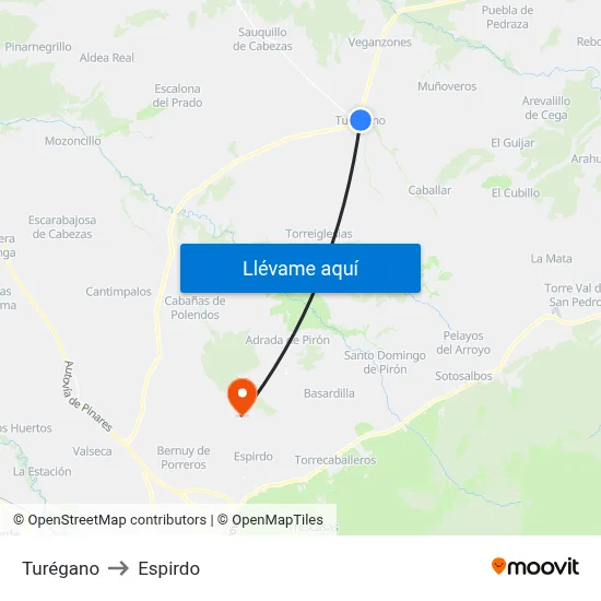 Turégano to Espirdo map