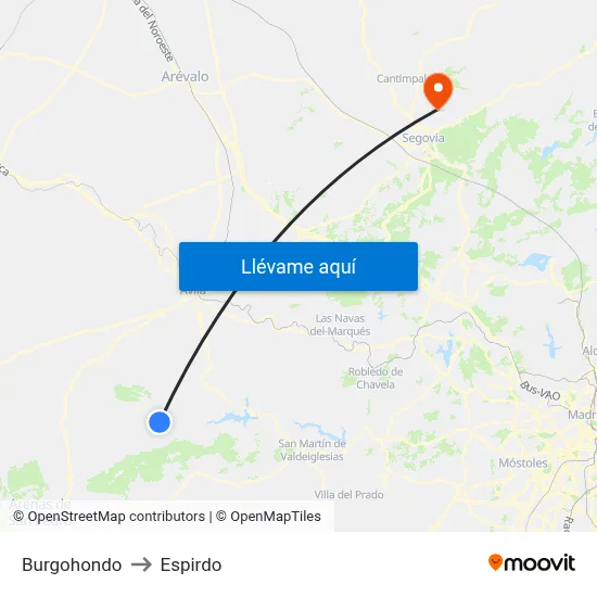 Burgohondo to Espirdo map