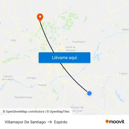 Villamayor De Santiago to Espirdo map