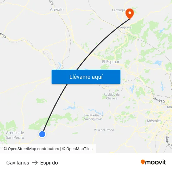 Gavilanes to Espirdo map
