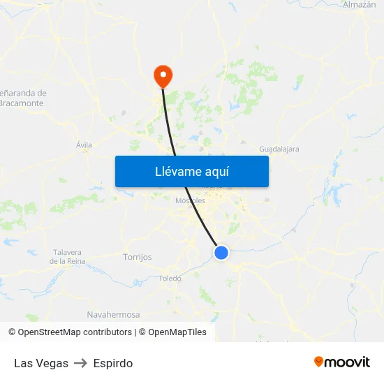 Las Vegas to Espirdo map