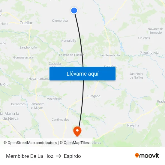 Membibre De La Hoz to Espirdo map