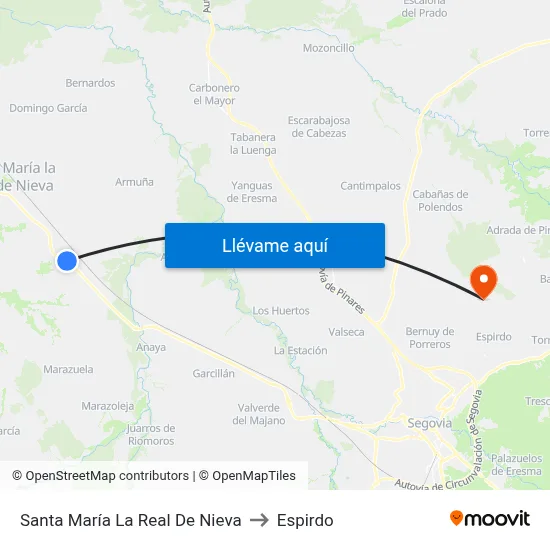 Santa María La Real De Nieva to Espirdo map