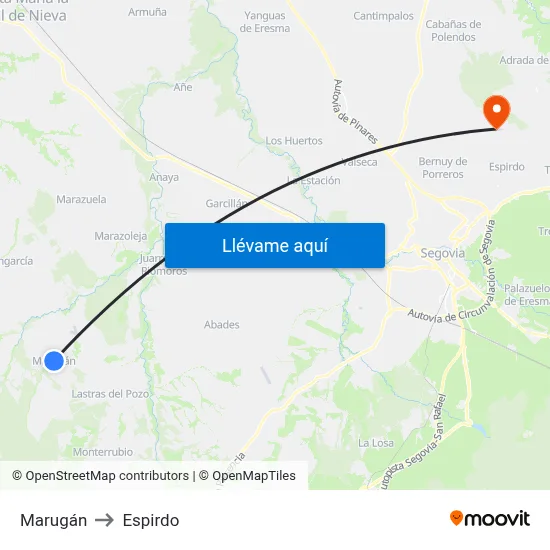 Marugán to Espirdo map