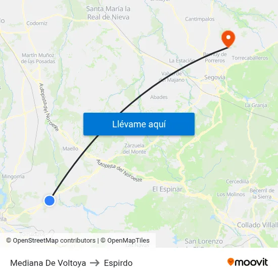 Mediana De Voltoya to Espirdo map