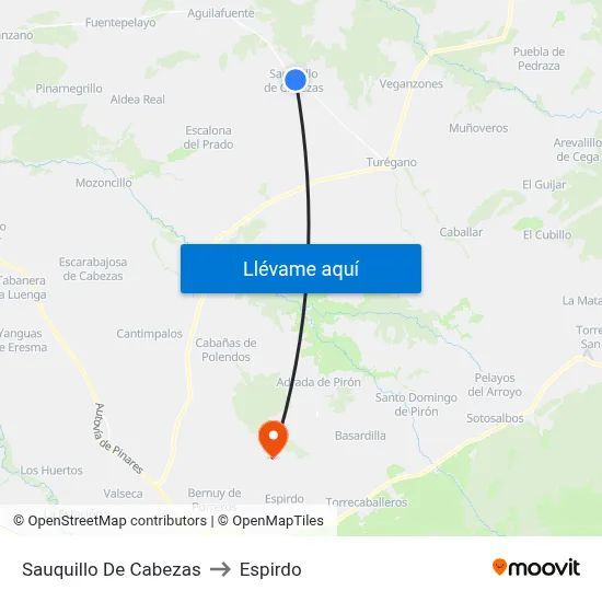 Sauquillo De Cabezas to Espirdo map