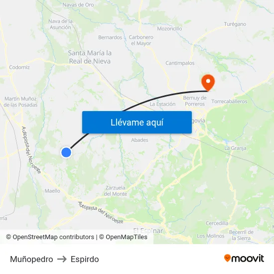 Muñopedro to Espirdo map