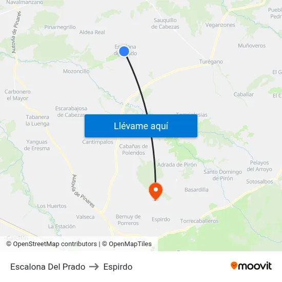 Escalona Del Prado to Espirdo map