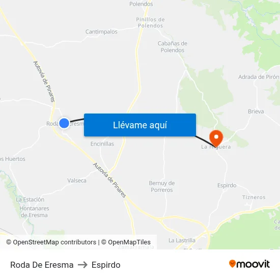 Roda De Eresma to Espirdo map