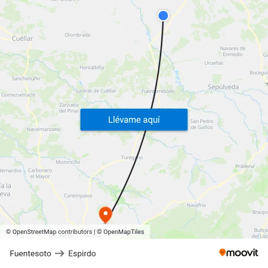 Fuentesoto to Espirdo map