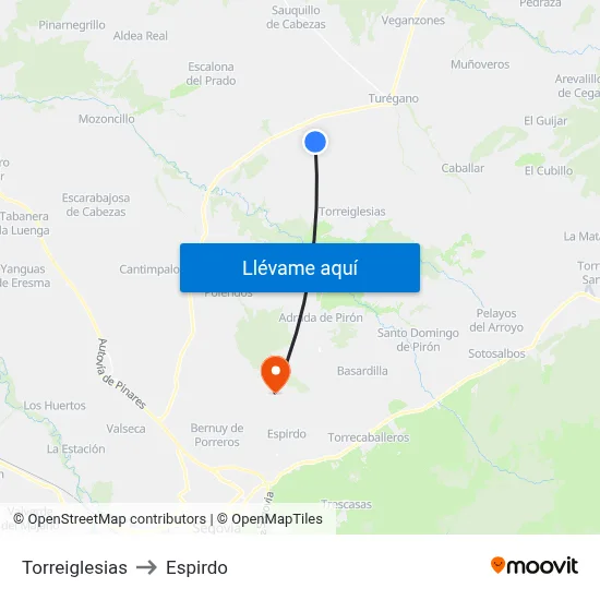 Torreiglesias to Espirdo map