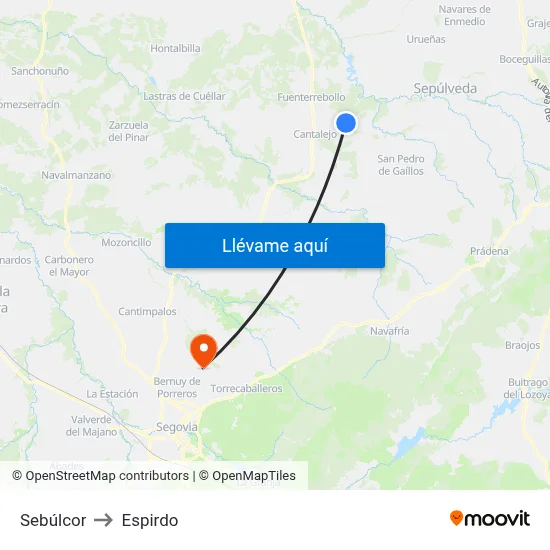 Sebúlcor to Espirdo map