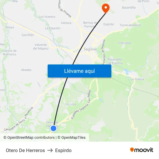 Otero De Herreros to Espirdo map
