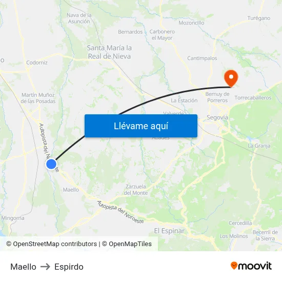 Maello to Espirdo map
