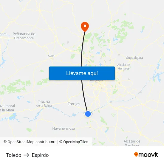 Toledo to Espirdo map