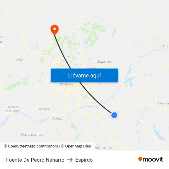 Fuente De Pedro Naharro to Espirdo map