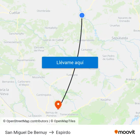 San Miguel De Bernuy to Espirdo map