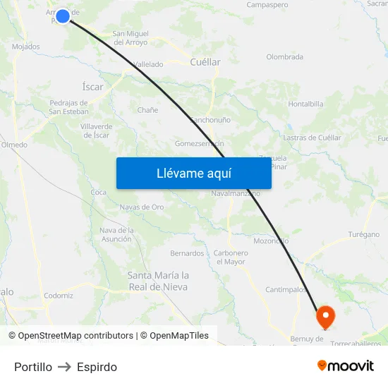 Portillo to Espirdo map