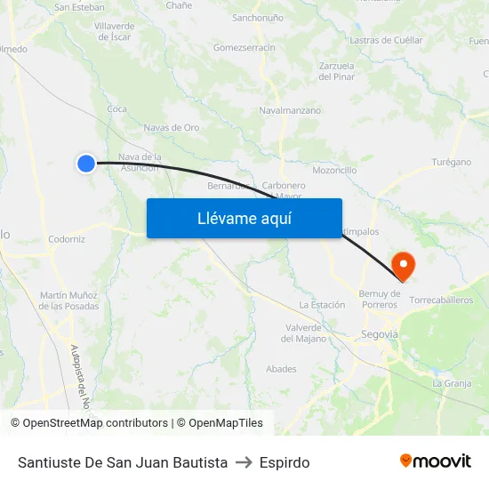 Santiuste De San Juan Bautista to Espirdo map