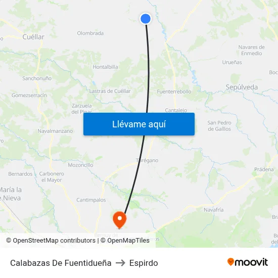 Calabazas De Fuentidueña to Espirdo map
