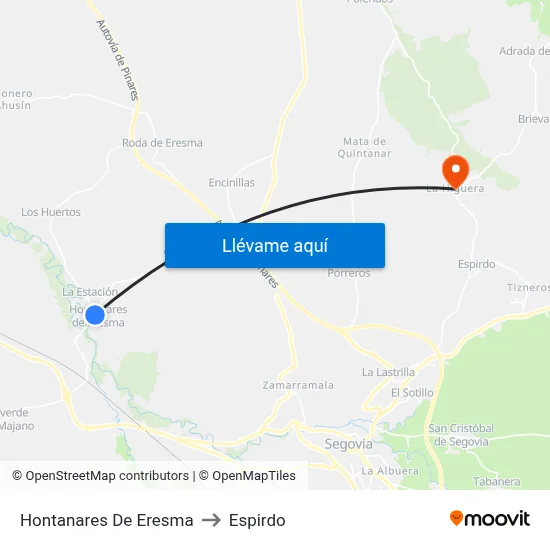 Hontanares De Eresma to Espirdo map