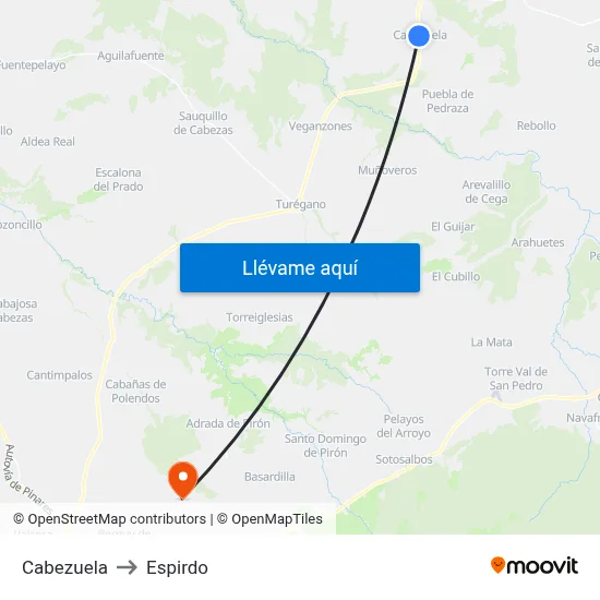 Cabezuela to Espirdo map