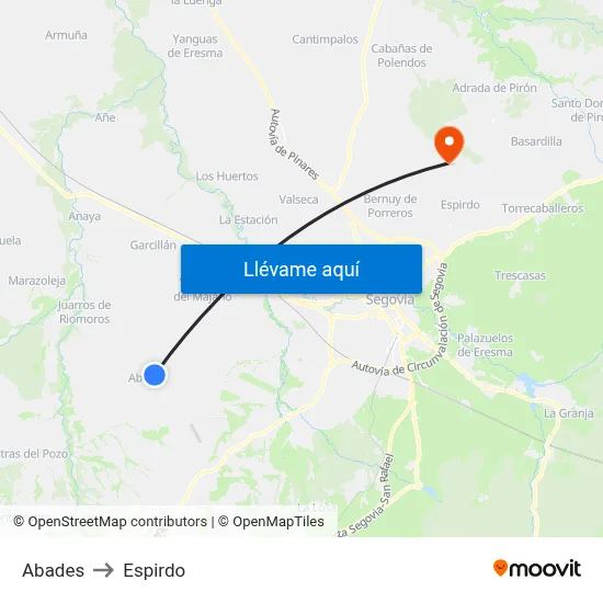 Abades to Espirdo map