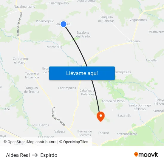 Aldea Real to Espirdo map