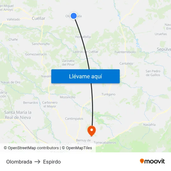 Olombrada to Espirdo map