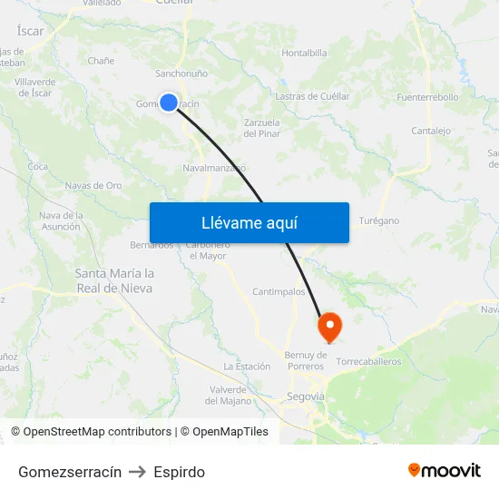 Gomezserracín to Espirdo map