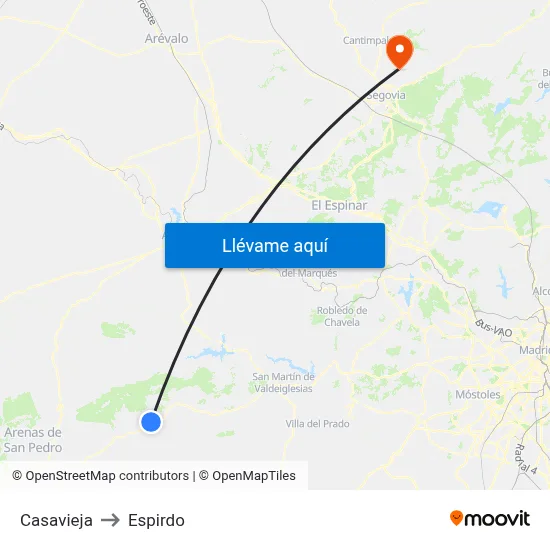 Casavieja to Espirdo map