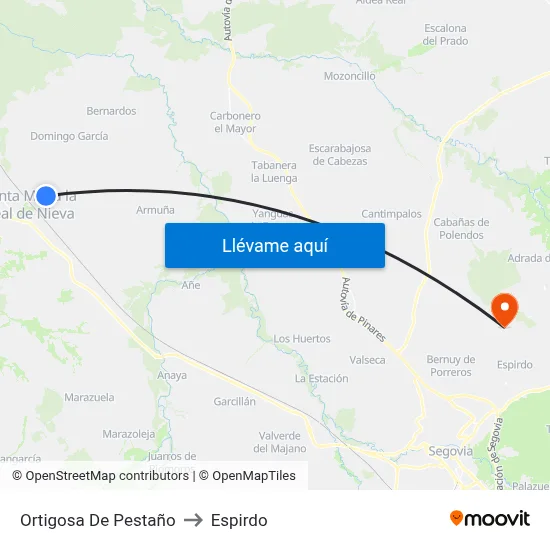 Ortigosa De Pestaño to Espirdo map