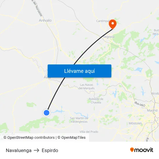 Navaluenga to Espirdo map